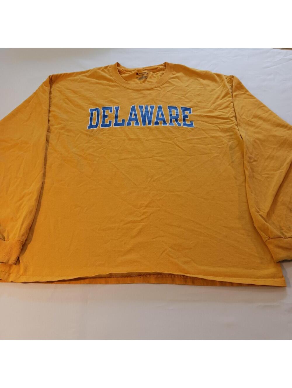 Champion Authentic Athletic Apparel Delaware Men's Yellow T-Shirt Cotton XL